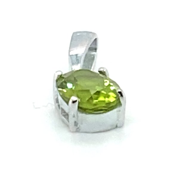 Peridot 1.26ct Platinum Finish Solid 925 Sterling Silver Pendant - Picture 4 of 6